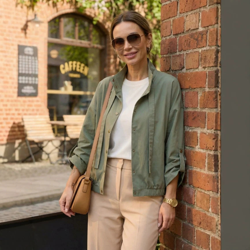 Damen Kurze Freizeitjacke mit hohem Kragen