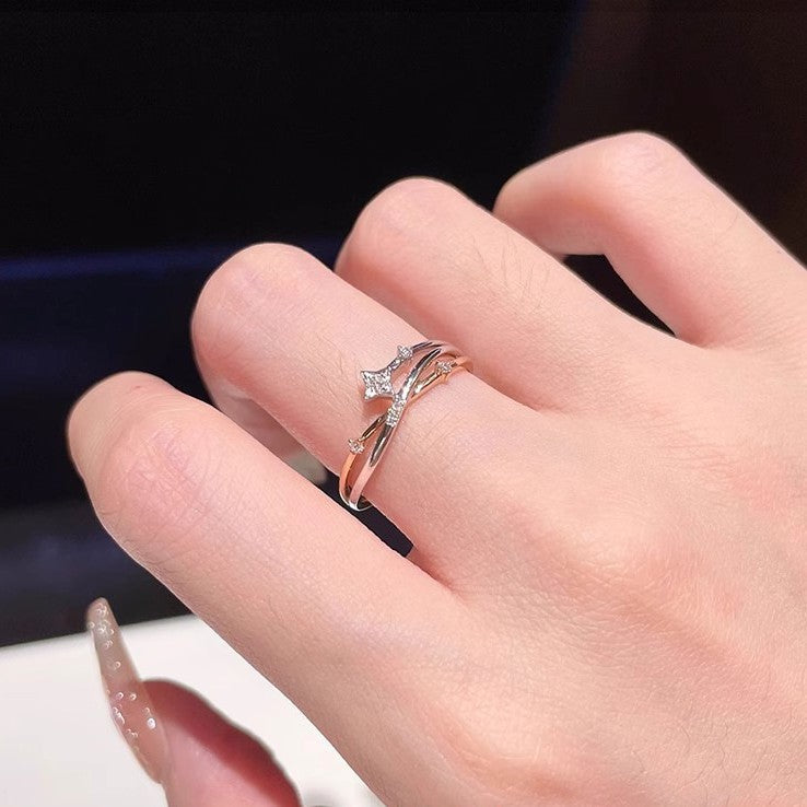 Damen Offener Ring mit funkelndem Zirkonia-Design Shop Nory