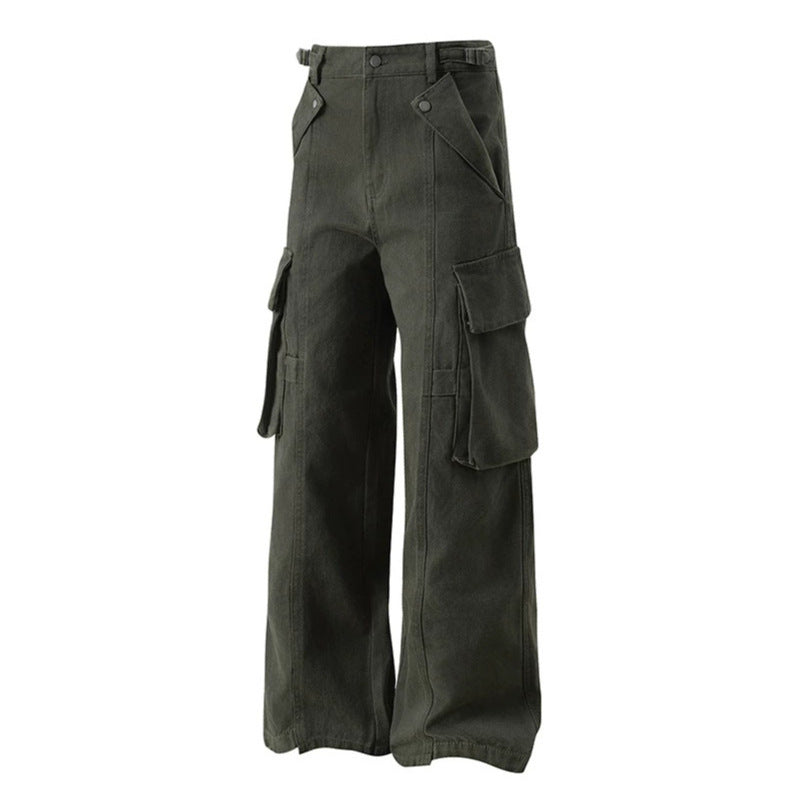 Damen hochtaillierte weite Cargo Culotte-Hose mit Multi‑Taschen und verstellbarem Bund Shop Nory