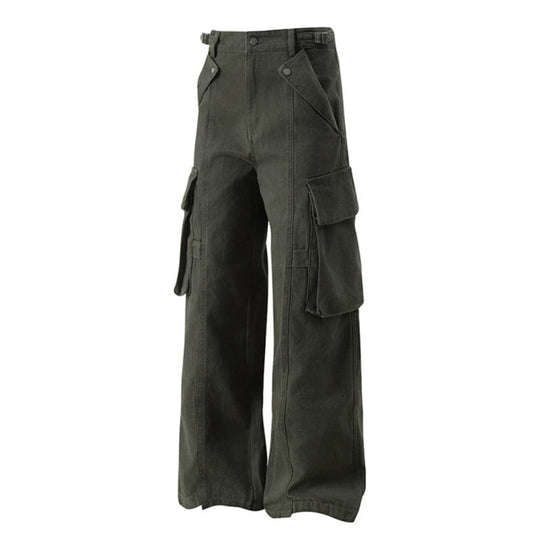 Damen hochtaillierte weite Cargo Culotte-Hose mit Multi‑Taschen und verstellbarem Bund Shop Nory