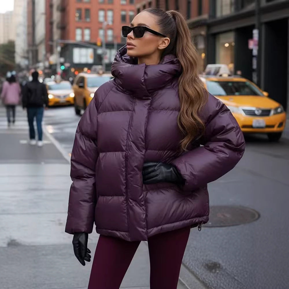 Damen Kurze wattierte Oversize‑Steppjacke mit hohem Stehkragen und Kapuze Shop Nory