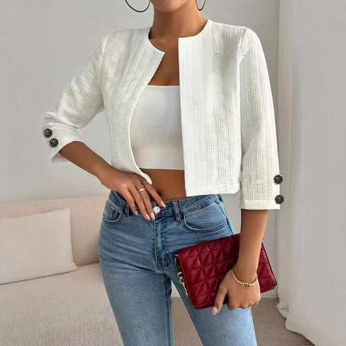Damen Strukturierte Kurzjacke mit eleganten Knöpfen