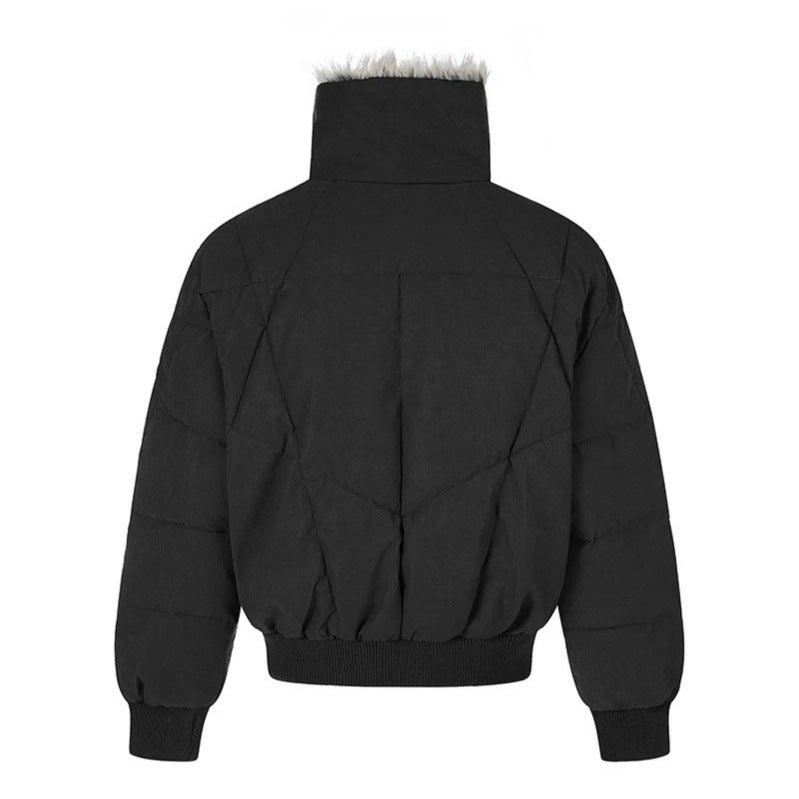 Damen gesteppte Bomberjacke mit Kunstfellbesatz, hohem Stehkragen und schrägen Reißverschlusstaschen Shop Nory