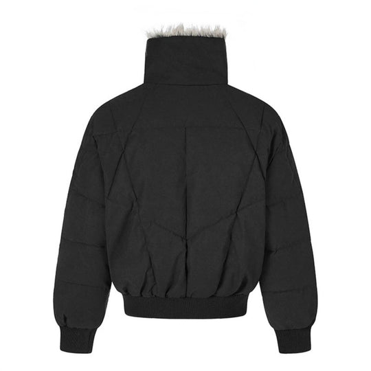 Damen gesteppte Bomberjacke mit Kunstfellbesatz, hohem Stehkragen und schrägen Reißverschlusstaschen Shop Nory