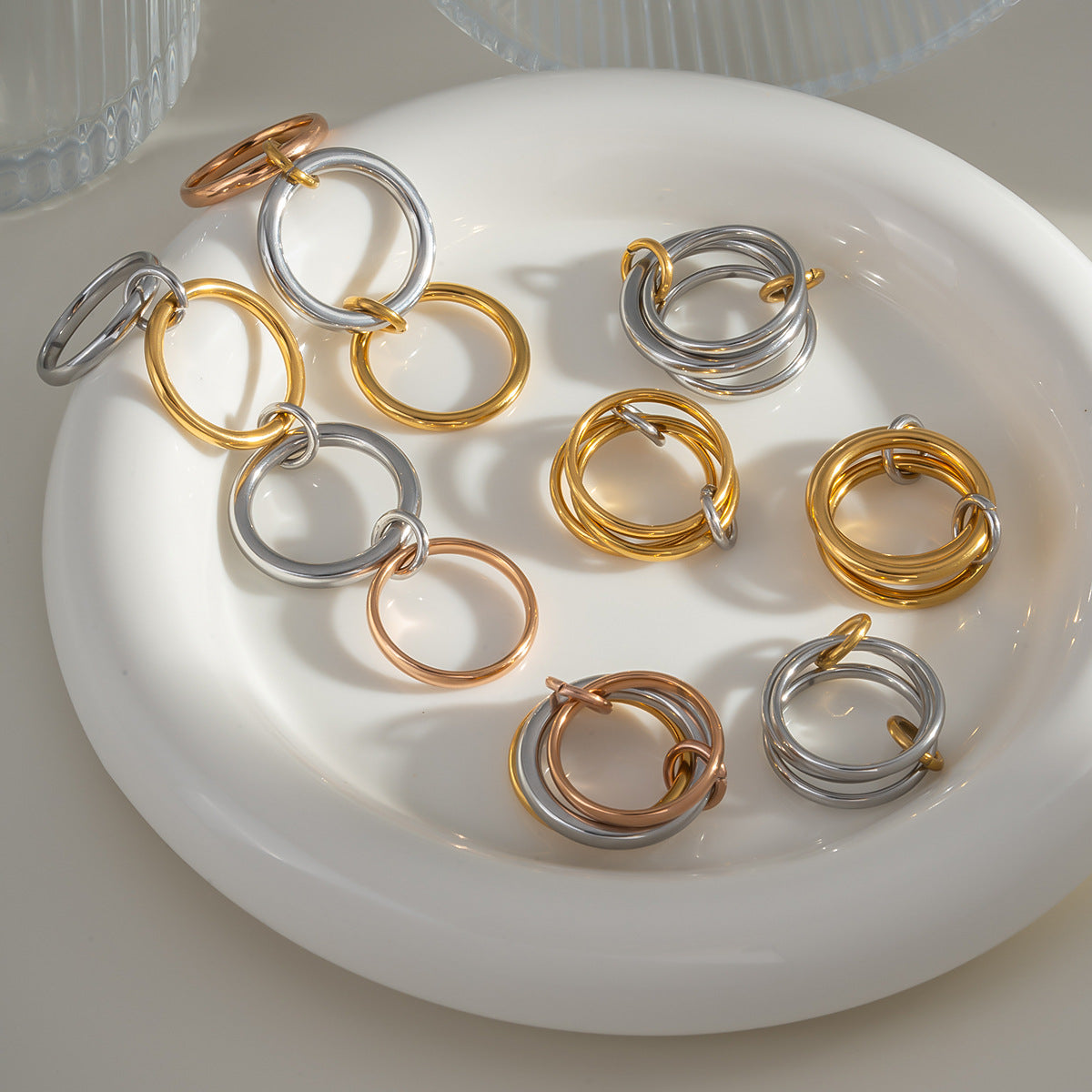 Damen schickes Mehrfarbiges Ring-Set Shop Nory