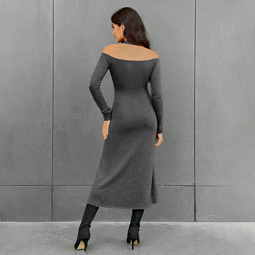 Damen figurbetontes Midikleid mit Neckholder, Cut-Out-Schultern und taillierter Jersey-Silhouette Shop Nory