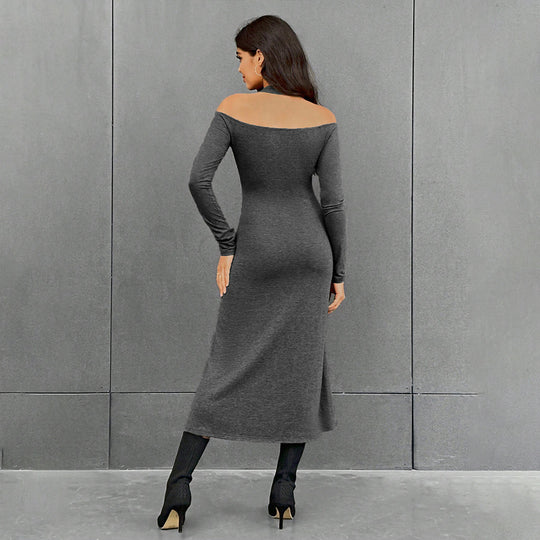 Damen figurbetontes Midikleid mit Neckholder, Cut-Out-Schultern und taillierter Jersey-Silhouette Shop Nory
