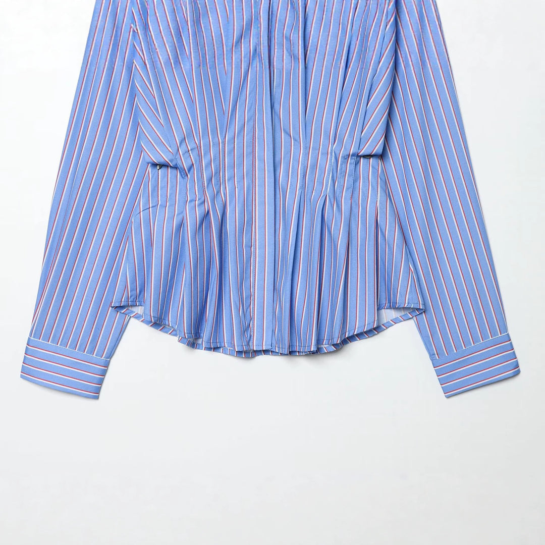 Damen Oversize-Hemd mit Taillen-Zugbund und feinem Streifenmuster Shop Nory