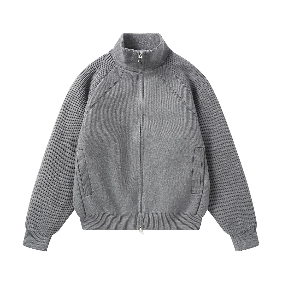 Unisex Strick-Zipjacke mit Stehkragen und gerippten Ärmeln Shop Nory