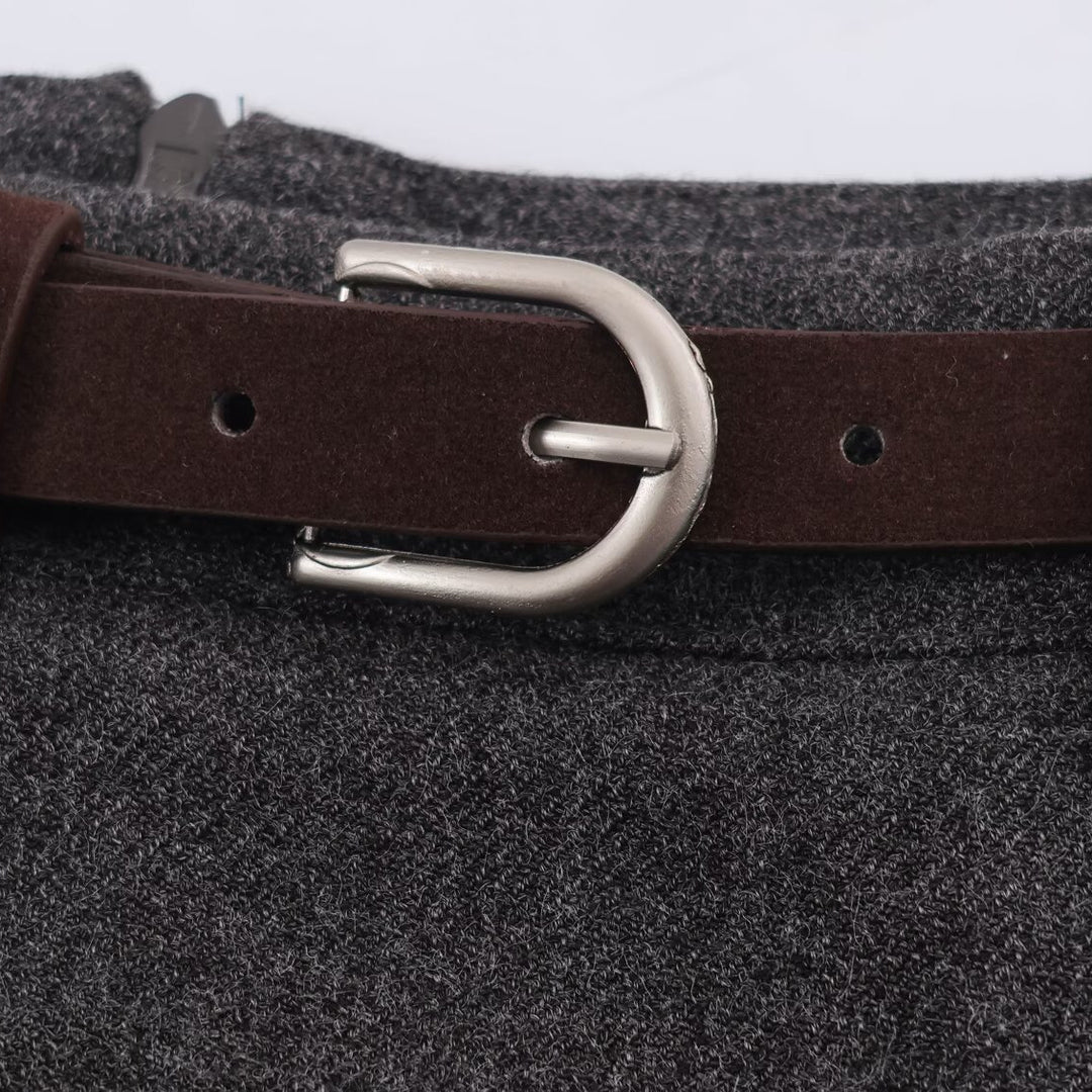 Damen Midirock im A-Linien-Cut mit doppelreihiger Knopfleiste und Taillengürtel Shop Nory