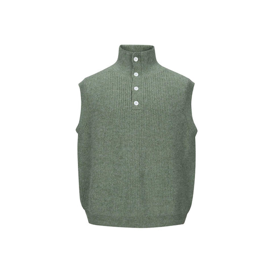 Unisex Grobgestrickte Weste mit Polokragen und Halbknopfleiste Shop Nory