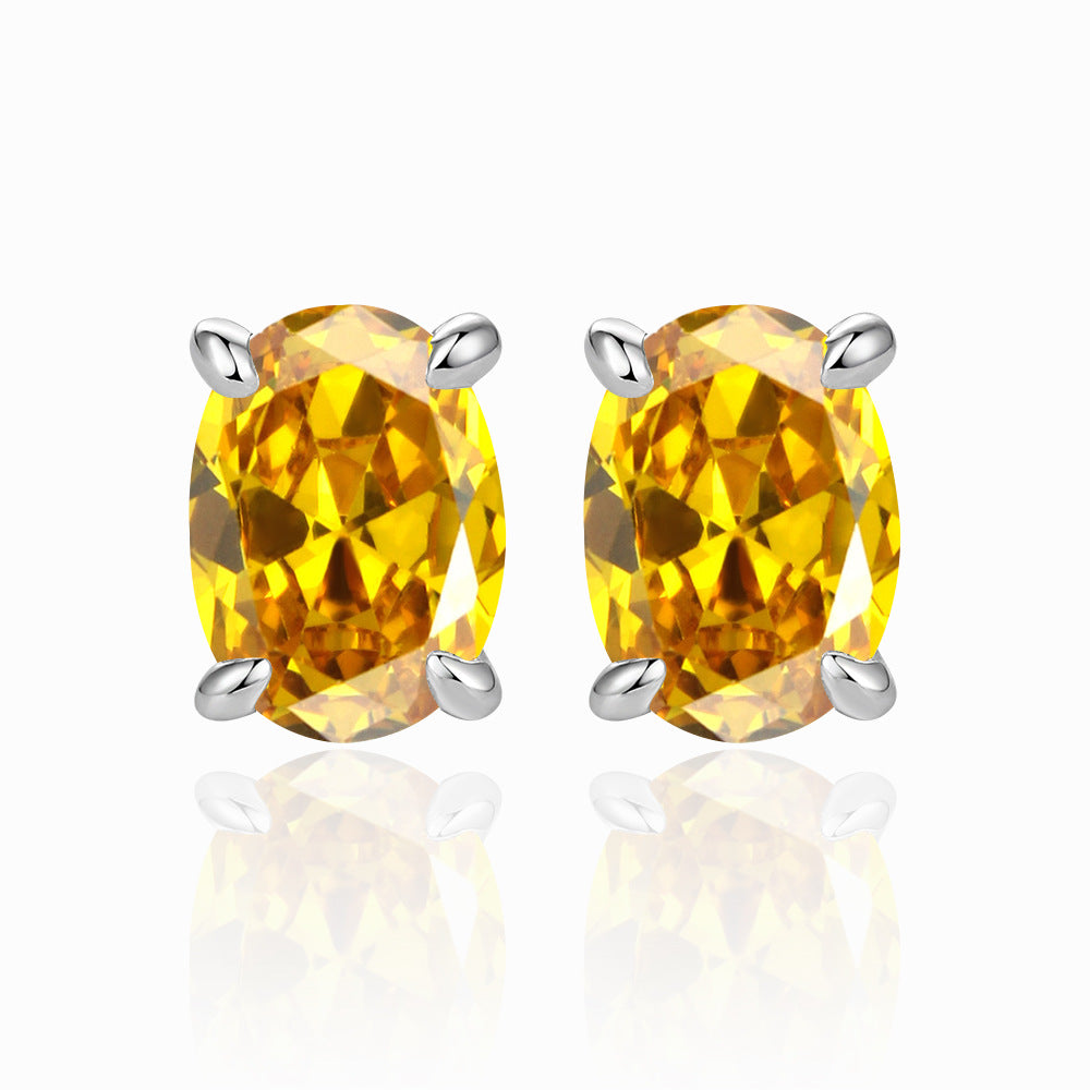 Damen Ohrstecker mit ovalem Zirkonia-Besatz und elegantem Edelstahlrahmen Shop Nory