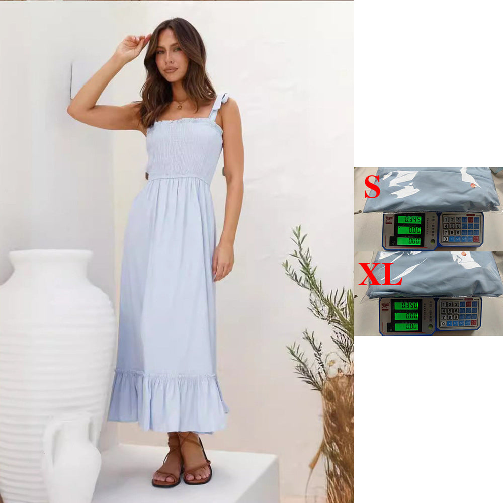 Damen Maxikleid mit verspieltem Rüschensaum und elastischem Oberteil