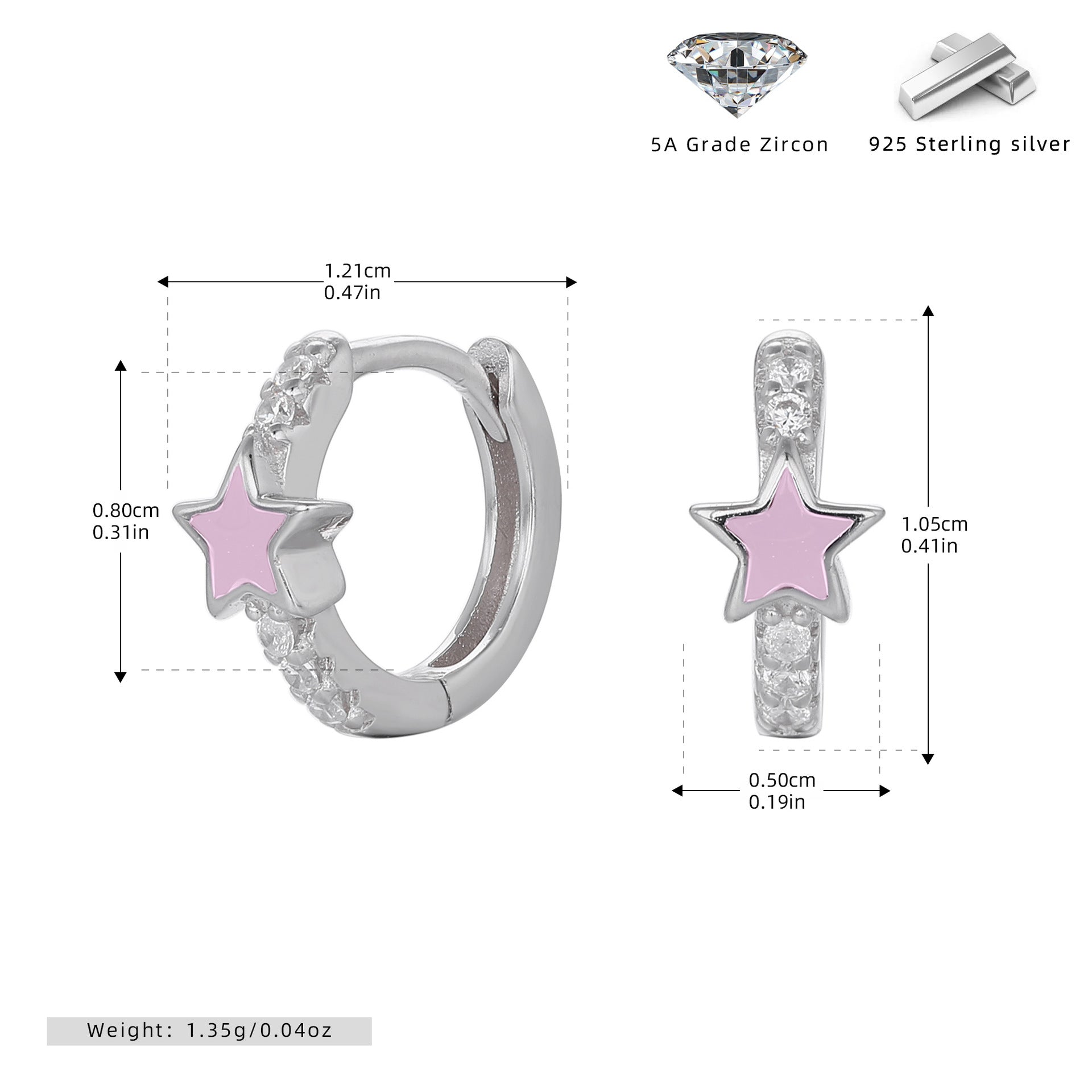 Damen Creolen mit funkelndem Sternmotiv und elegantem 925 Sterling Silber Shop Nory