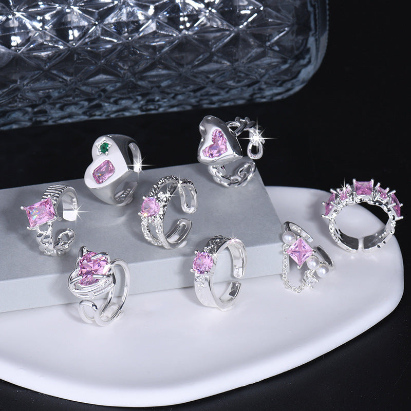 Damenring mit eleganter Zirkonia-Verkettung und filigranem Design Shop Nory