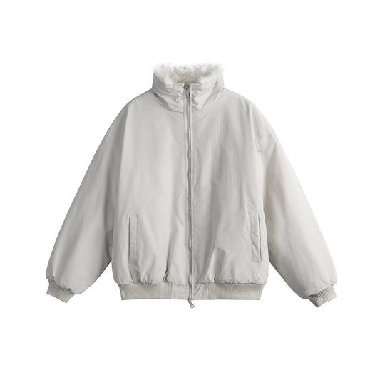 Unisex Boxy-wattierter Blouson mit hohem Stehkragen und Teddyfutter Shop Nory