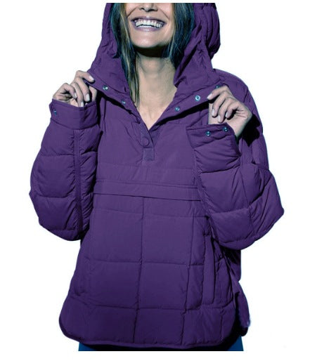 Damen Gefütterter Stepp-Anorak-Pullover mit Kapuze Shop Nory