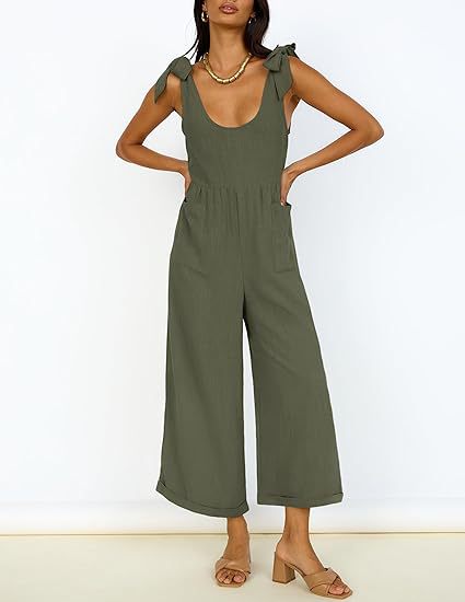 Damen Lässiger Jumpsuit mit verstellbaren Trägern und weitem Bein