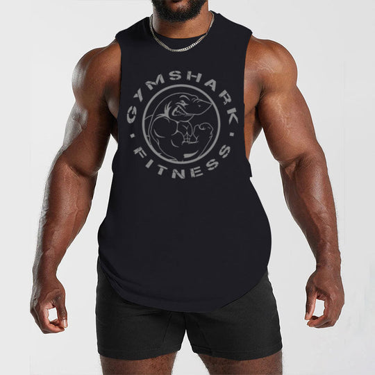 Herren nan ärmelloses Muskelshirt mit extra tiefen Armöffnungen und großem Logodruck