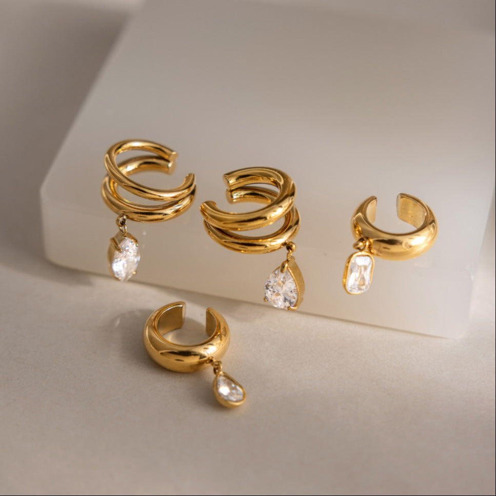 Damen Edelstahlring mit funkelndem Kristallanhänger Shop Nory