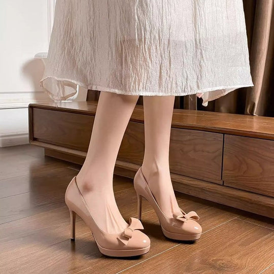 Damen elegante Pumps mit entzückendem Schleifendetail und hohem Absatz