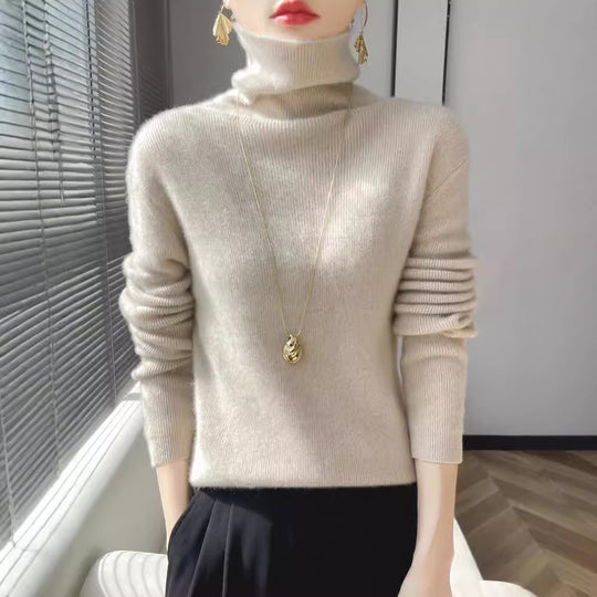 Damen Kurz geschnittener Rollkragenpullover aus weichem Kaschmir-Blend mit schmaler Silhouette Shop Nory