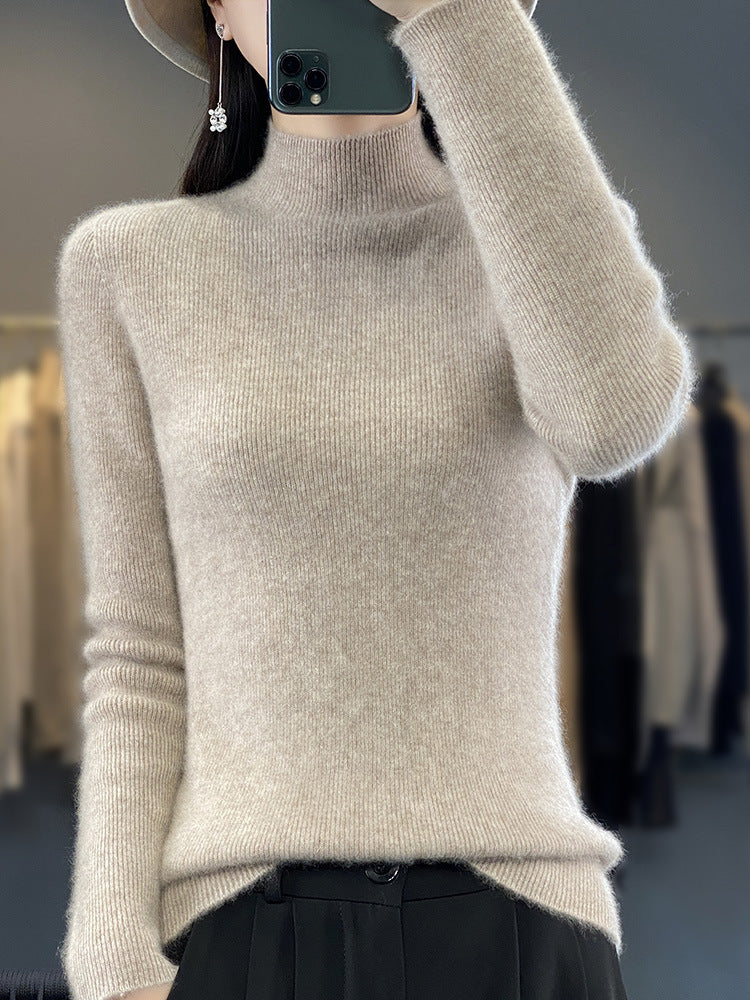 Damen Schlanker Feinstrick-Mockneckpullover aus feinem Angora‑Mix Shop Nory