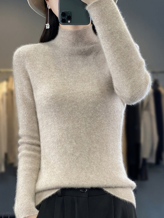 Damen Schlanker Feinstrick-Mockneckpullover aus feinem Angora‑Mix Shop Nory