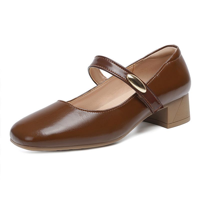 Damen Mary Jane Blockabsatzschuhe mit modischer Schnalle Shopnory