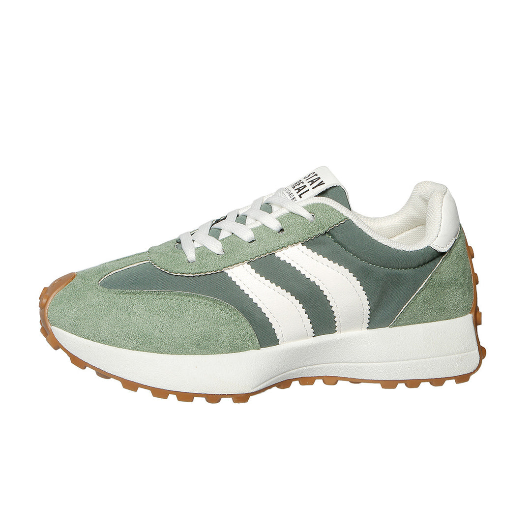 Damen nan retro-inspirierter Sneaker mit Wildleder-Overlays, Nylonoberteil und profilierter Waffelsohle Shop Nory