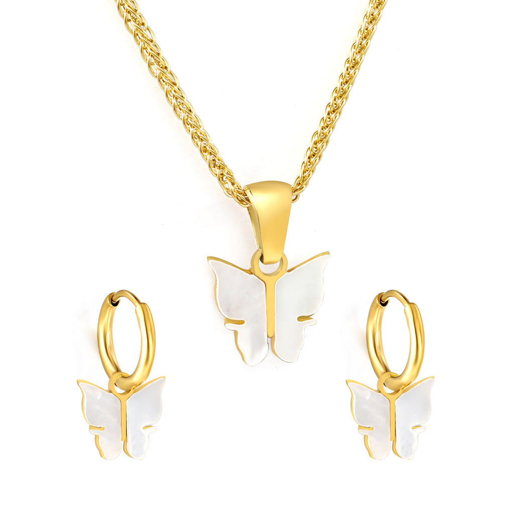 Damen Schmuckset mit filigranen Schmetterlingsanhängern und Ohrringen Shop Nory
