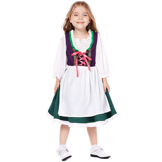 Damen nan dreiteiliges Trachtenkleid Dirndl Kostümset mit Schnürung, tailliertem Rock und abnehmbarer Carmenbluse Shop Nory