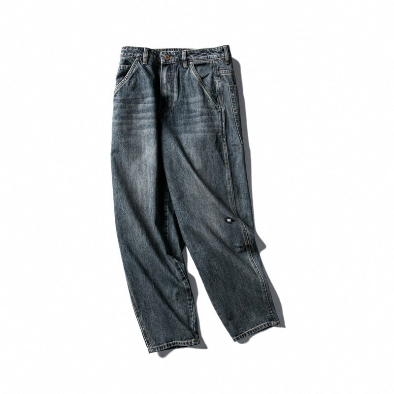 Herren Weite Baggy-Jeans aus robustem Denim mit hoher Bundhöhe und Used‑Waschung Shop Nory