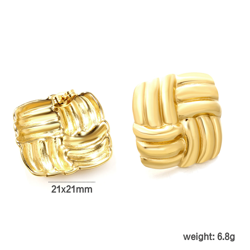Damen auffällige, goldfarbene Ohrringe mit modernem Strukturdesign Shop Nory