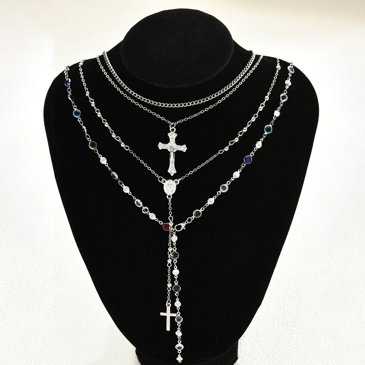 Damen Halskette mit bunten Edelstein-Anhängern und elegantem Design Shop Nory