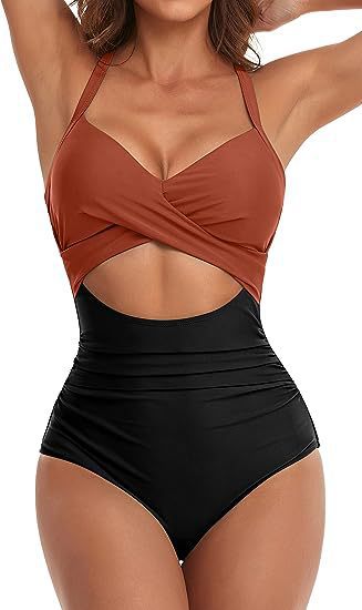Damen Einteiliger Badeanzug mit elegantem Wickelschnitt