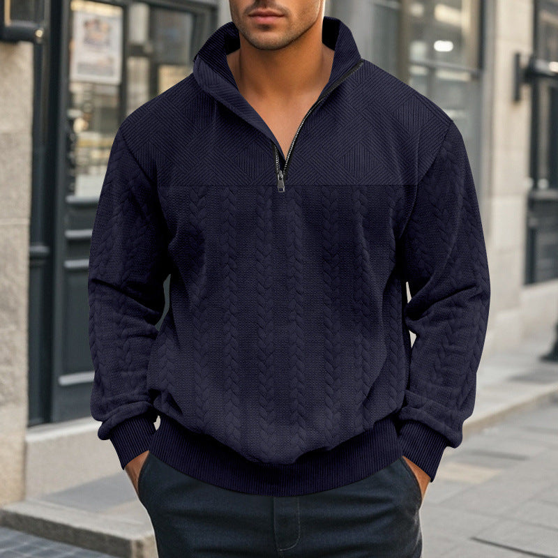 Herren Halbzip-Pullover mit Zopfstrick-Optik und Strukturpaneelen Shop Nory