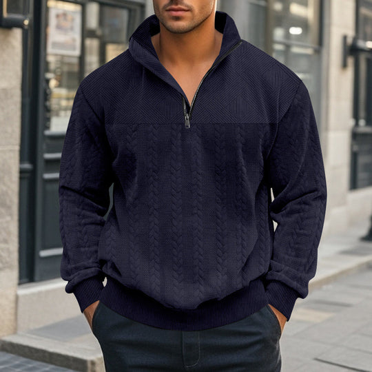 Herren Halbzip-Pullover mit Zopfstrick-Optik und Strukturpaneelen Shop Nory