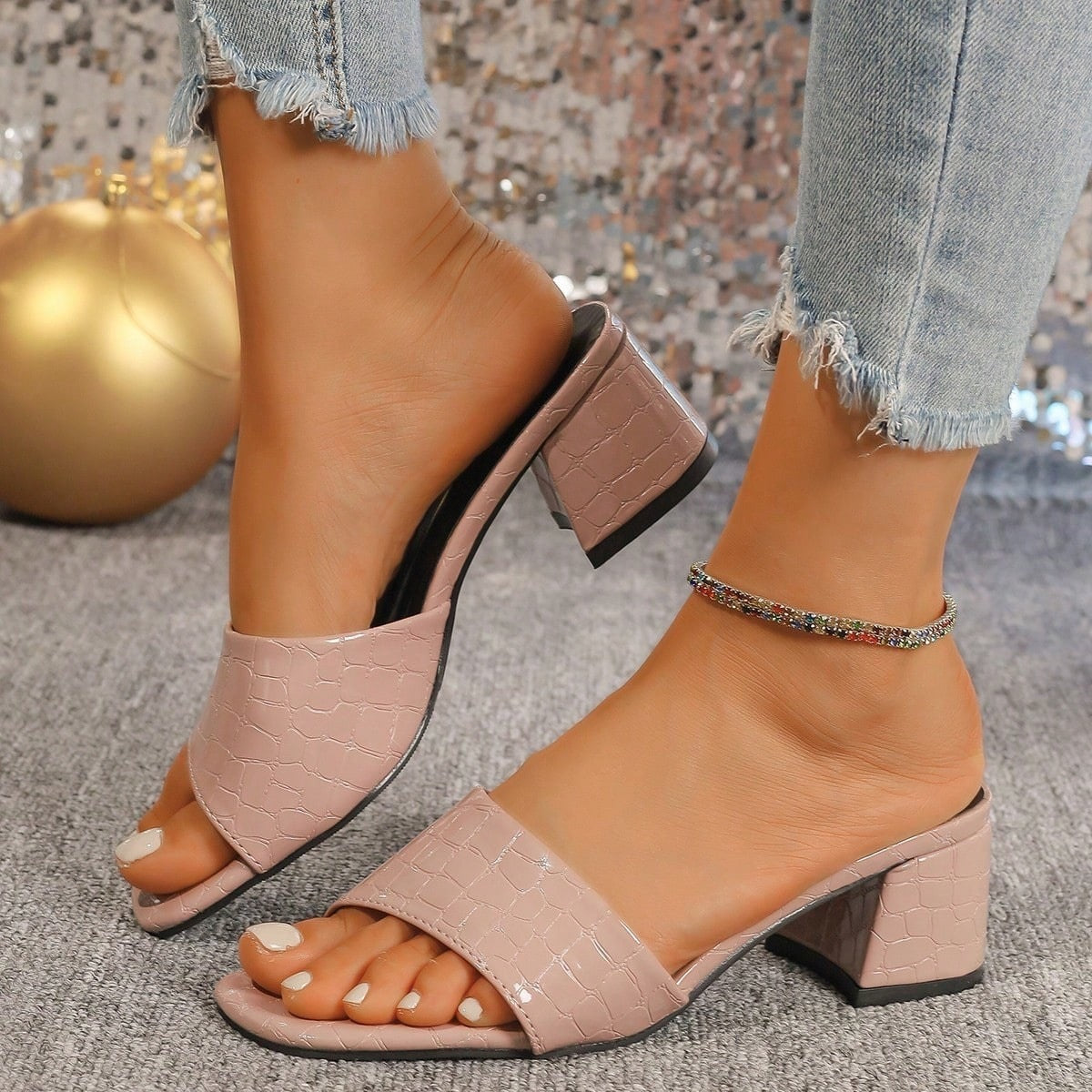Damen Elegante Blockabsatz Sandaletten