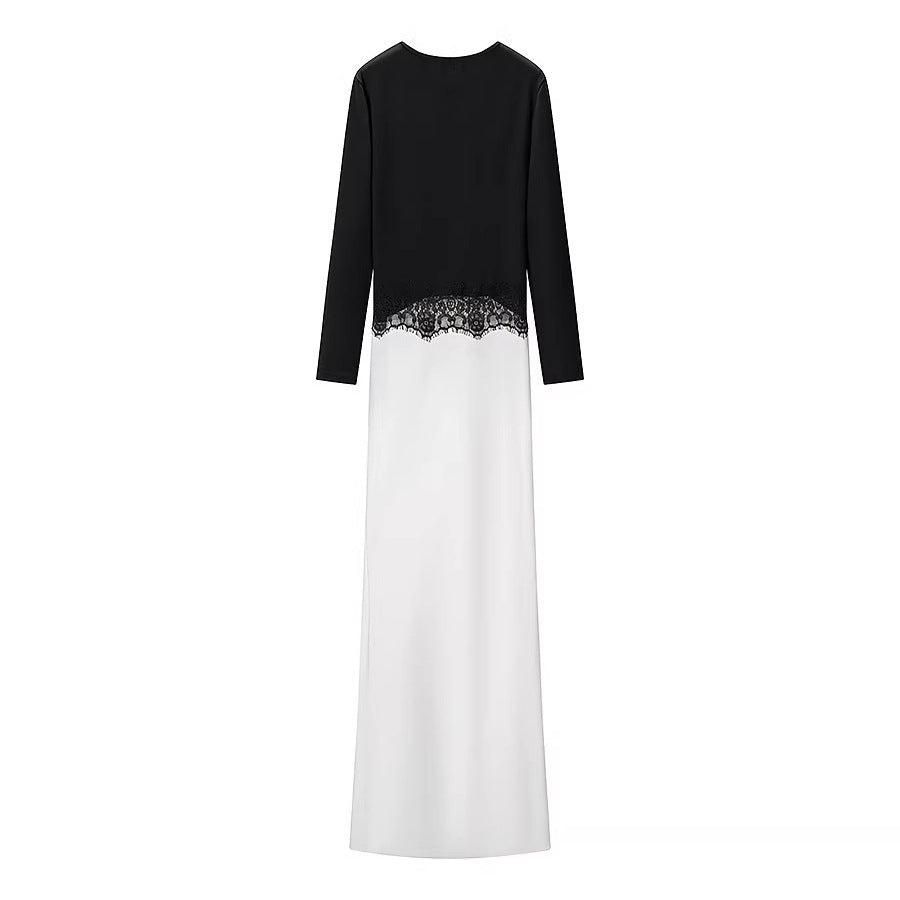 Damen Maxikleid mit Spitzeneinsatz, geraffter Vorderpartie und fließender Saum Shop Nory