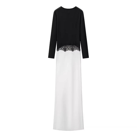 Damen Maxikleid mit Spitzeneinsatz, geraffter Vorderpartie und fließender Saum Shop Nory