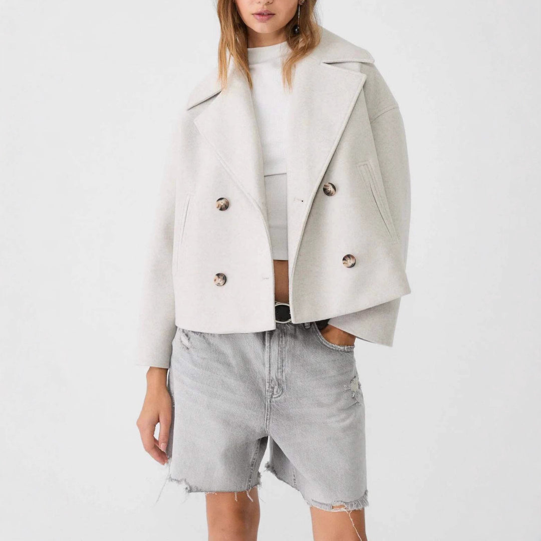 Damen Modische Kurzjacke mit doppelter Knopfleiste