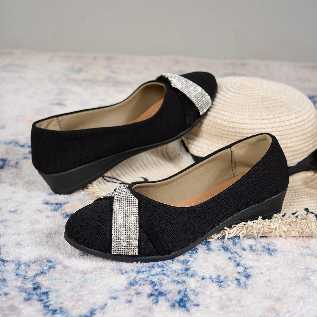 Damen Komfortable Wedge-Pantoletten mit elegantem Krokodilleder-Design