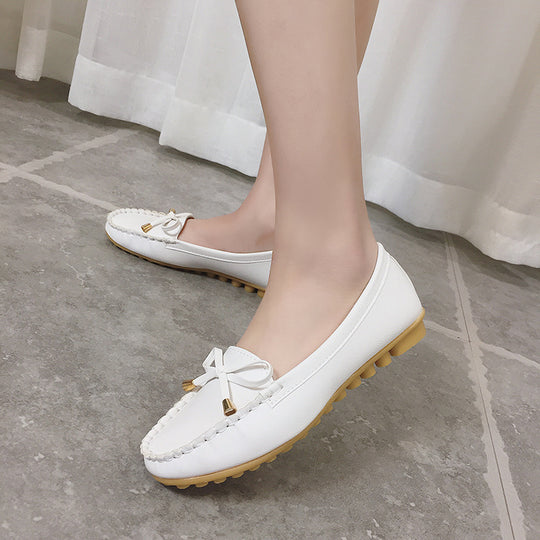 Damen Lederoptik Mokassin-Slipper mit Dekorschleife und profiliertem Gummisohlen-Design Shop Nory