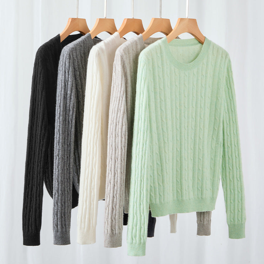 Damen weicher Zopfstrick-Pullover aus Feinstrick mit Rundhalsausschnitt und Rippbündchen Shop Nory