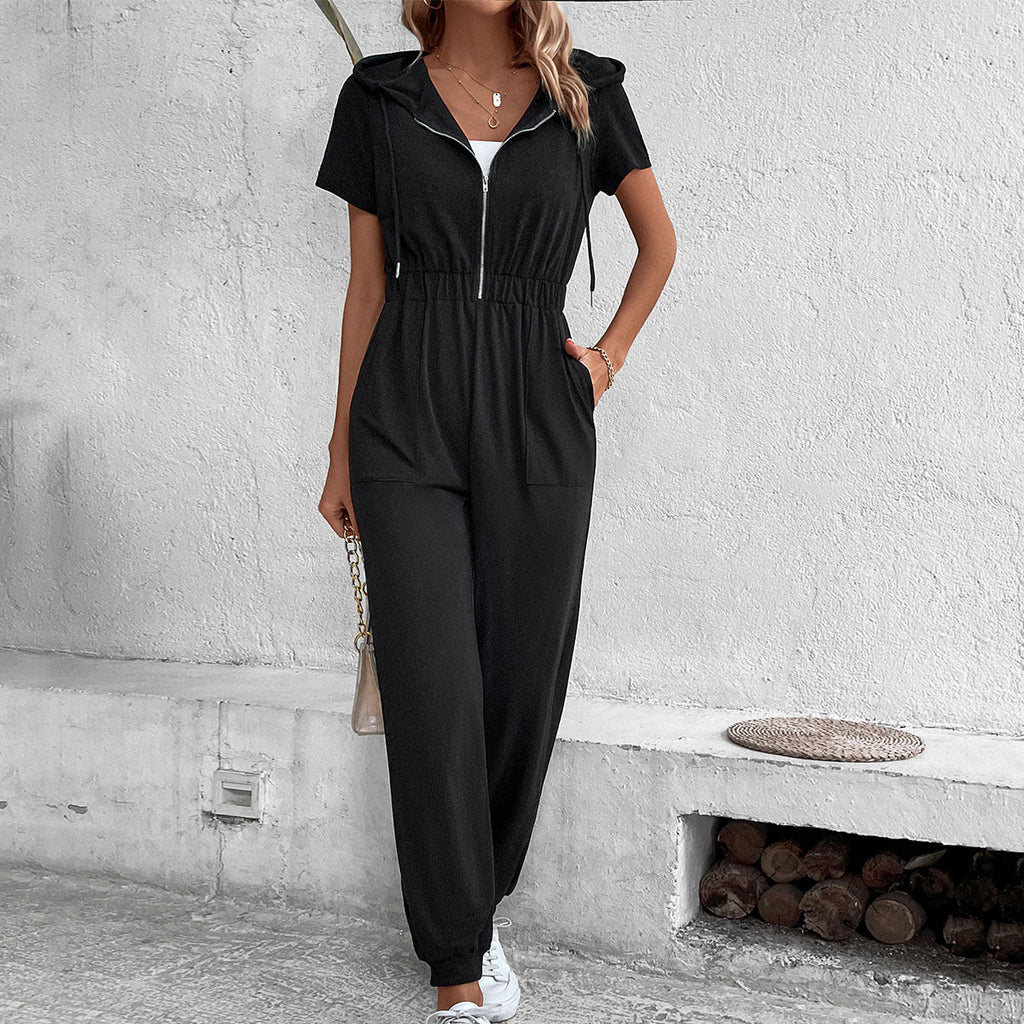Damen Kapuzenoverall mit praktischem Reißverschluss und elastischem Bund
