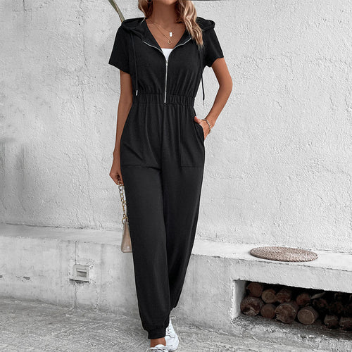 Damen Kapuzenoverall mit praktischem Reißverschluss und elastischem Bund