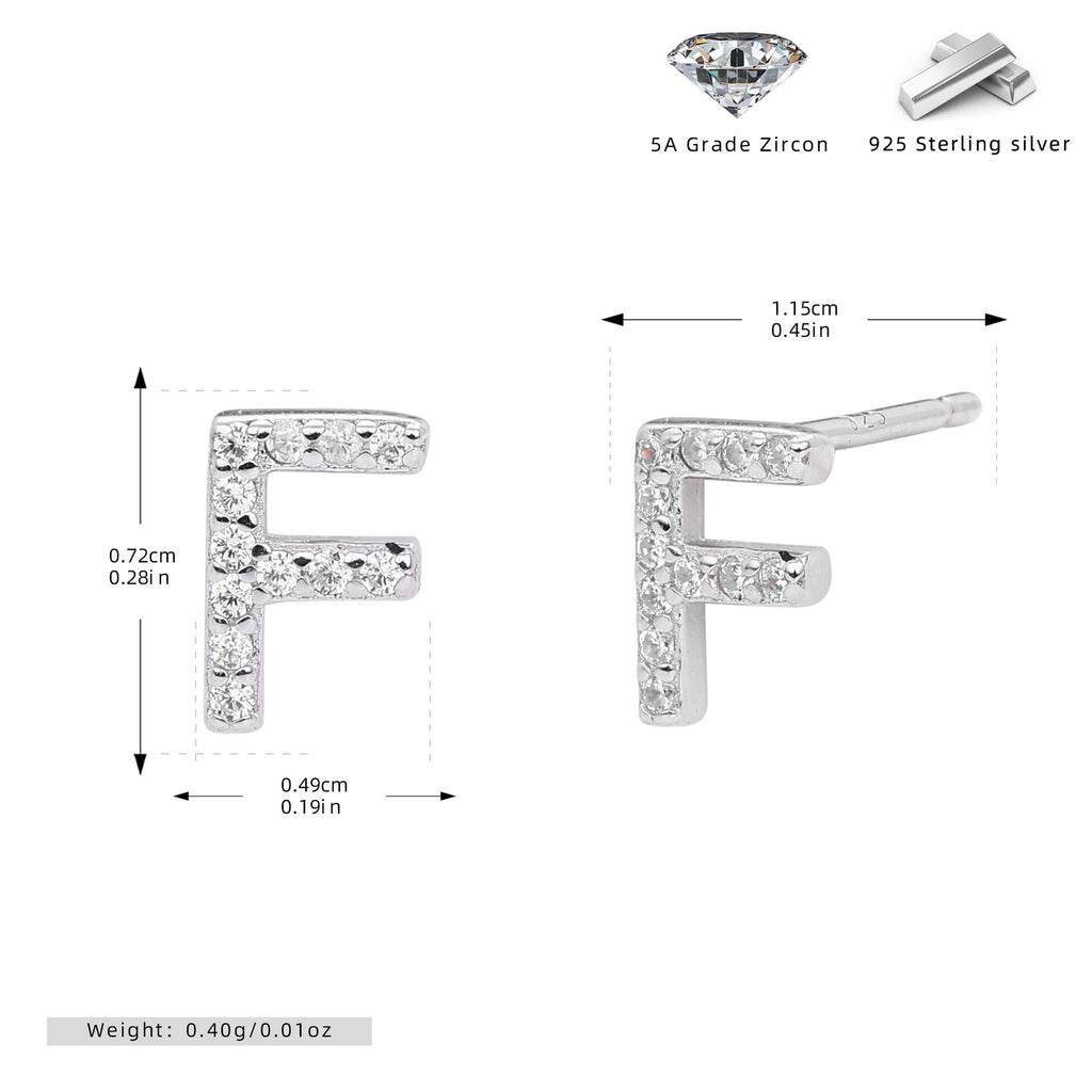 Damen Ohrstecker aus 925 Sterling Silber mit luxuriösem Zirkonbuchstaben R Shop Nory