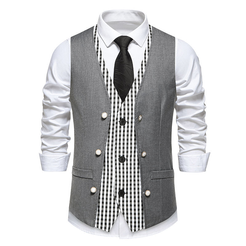 Herren elegante Anzugweste mit kontrastierendem Innenmuster