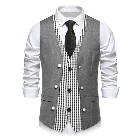 Herren elegante Anzugweste mit kontrastierendem Innenmuster